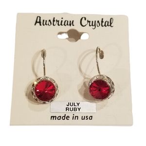 Austrian Crystal Ruby Earrings NEW